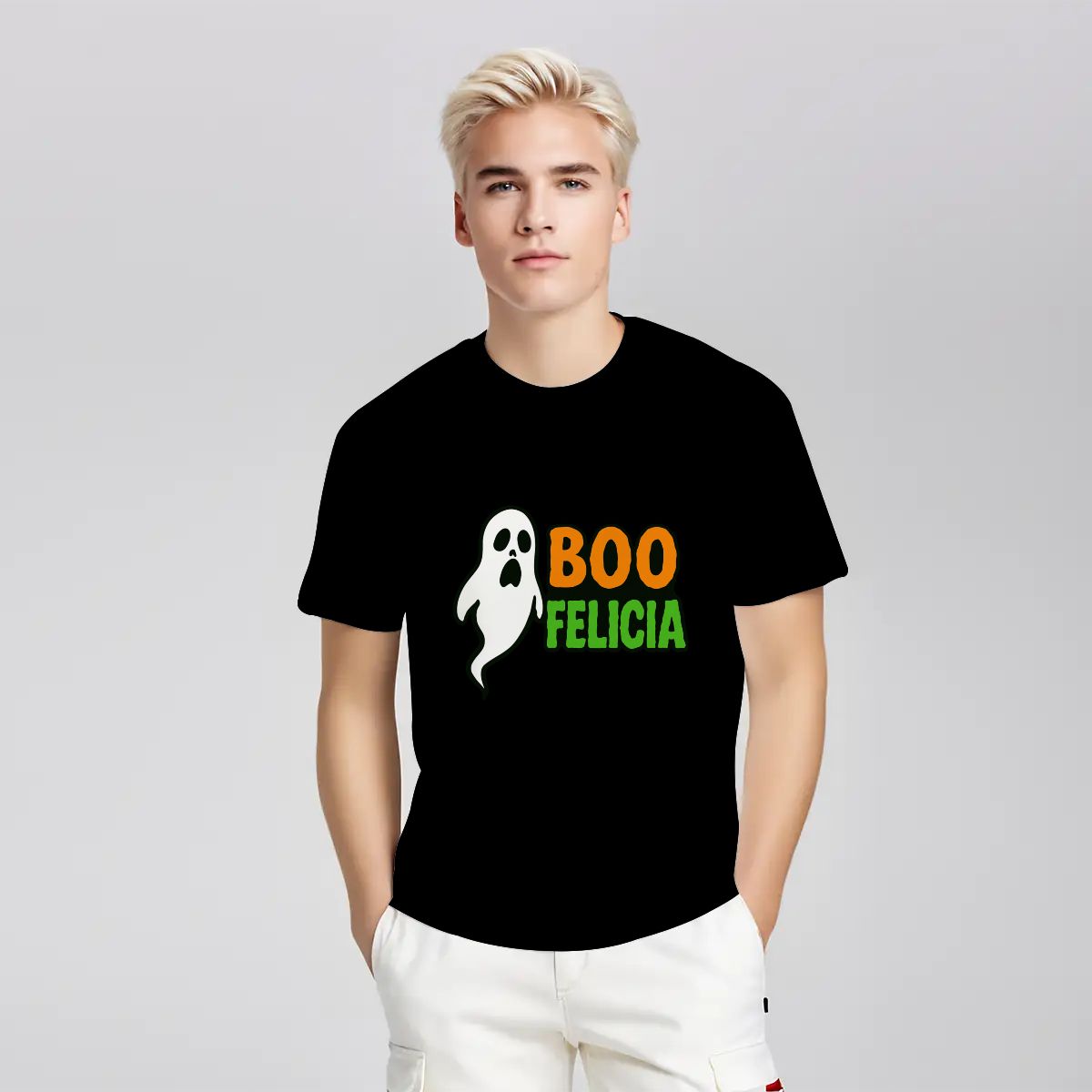 Boo Felicia T-Shirt – Funny Halloween Gildan 5000 Unisex Cotton Tee | Ghost Graphic