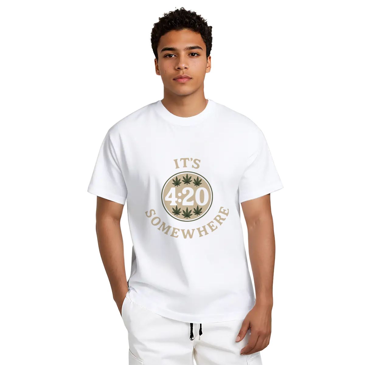 It’s 4:20 Somewhere T-Shirt – Funny Gildan 5000 Unisex Cotton Weed Tee | Stoner Gift