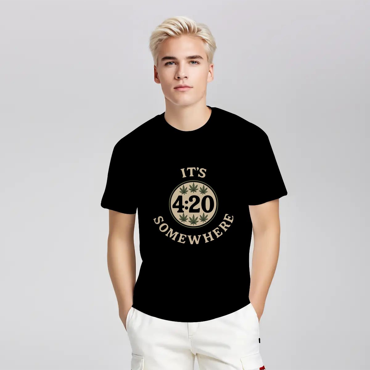 It’s 4:20 Somewhere T-Shirt – Funny Gildan 5000 Unisex Cotton Weed Tee | Stoner Gift