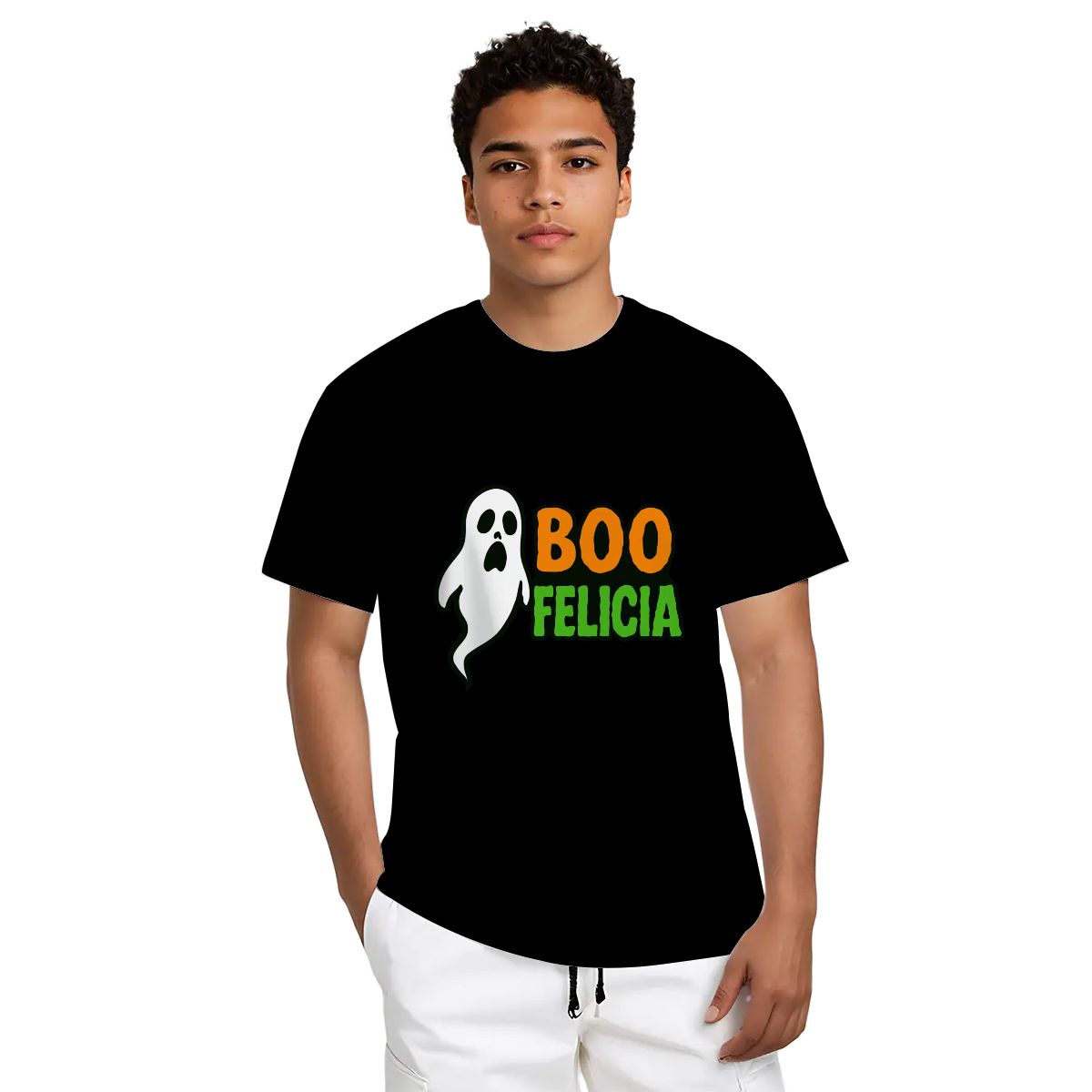 Boo Felicia T-Shirt – Funny Halloween Gildan 5000 Unisex Cotton Tee | Ghost Graphic